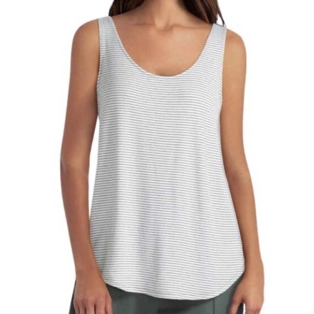 Sleeveless Striped Mixed Media Tank Top